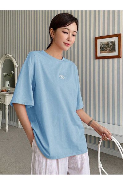 DUBU BUTİK Sweet Candy Single Jersey T-Shirt - Printed Oversize Crew Neck Short Sleeve T-Shirt