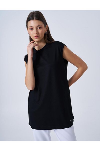 Kayra Black Crew Neck Knitted T-Shirt