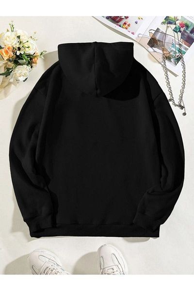 Sweetline New York Brooklyn Sweatshirt - Black Printed Oversize Winter Thick Hoodie