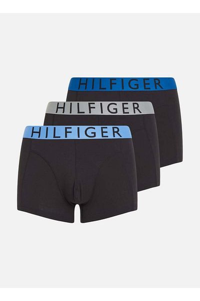Tommy Hilfiger Men's 3 S Unions Stripe Brand Embroidered Navy Blue Boxers