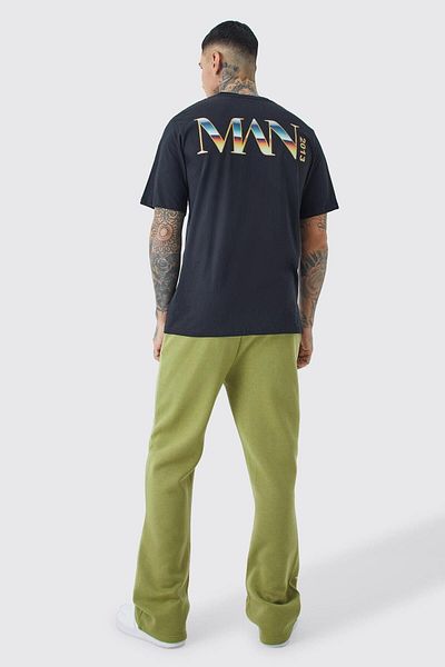 DUBU BUTİK Man Pattern Single Jersey T-Shirt - Black Printed Oversize Crew Neck T-Shirt