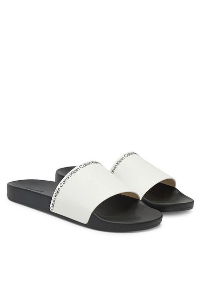 Calvin Klein Men's Logo Comfortable Casual White Slippers Hm0Hm00981-03A