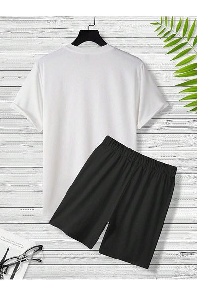 Sweetline Made In 1971 T-Shirt Shorts - White Black Bottom Top Team Shorts T-Shirt Combo Printed Crew Neck