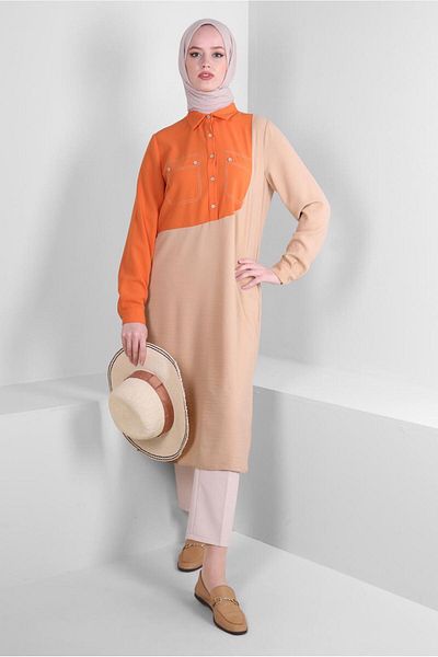 Alvina SHIRT COLLAR BUTTON DETAIL TUNIC 43704