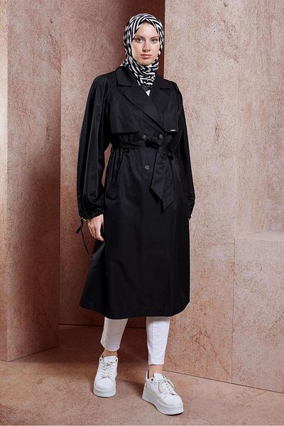 Alvina 10898 Model Belted Trench Coat