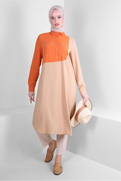 Alvina SHIRT COLLAR BUTTON DETAIL TUNIC 43704