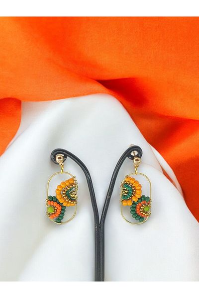 delay art Handmade Authentic Earrings Ethnic Bohemian Beaded Jewelry. Length: 4 cm