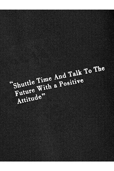 Mythologie Unisex Μαύρο Shutter Time Εκτυπωμένο Κάτω Πάνω Σετ Φόρμας Oversize Crew Neck