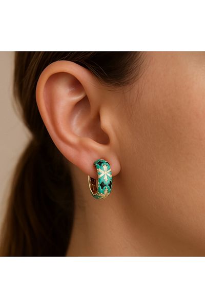 celisia Green Color Enamel Earrings – Colorful and Stylish, Allergy-Free, Color-Free Earrings That Can Be Gifted