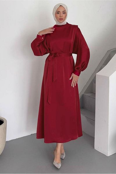TRENDTESETTÜR Women's Red Belted Dress t 73552