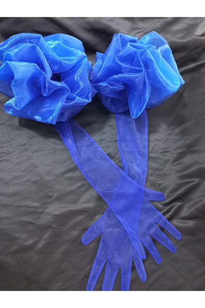 es moda shop Gemma Unwilling Saks Blue Frilly Gloves