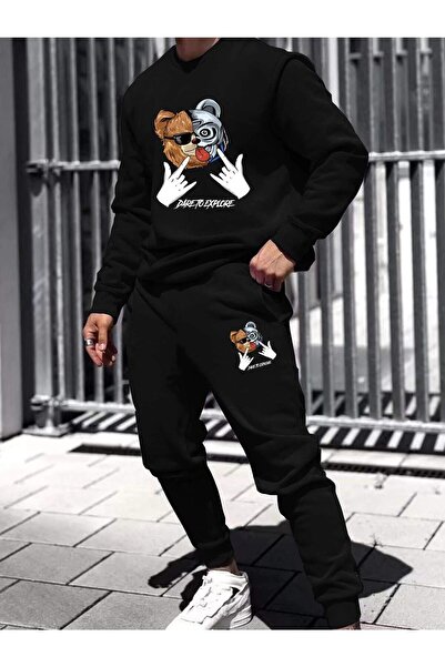 Mythologie Ανδρικό σετ αθλητικής φόρμας Dareto Explore με μαύρο χρώμα στο κάτω μέρος, Oversize Crew Neck