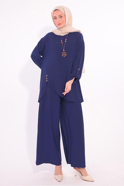 TRENDTESETTÜR Women's Lacevert Asymmetrical Cut Trousers Suit t 2874