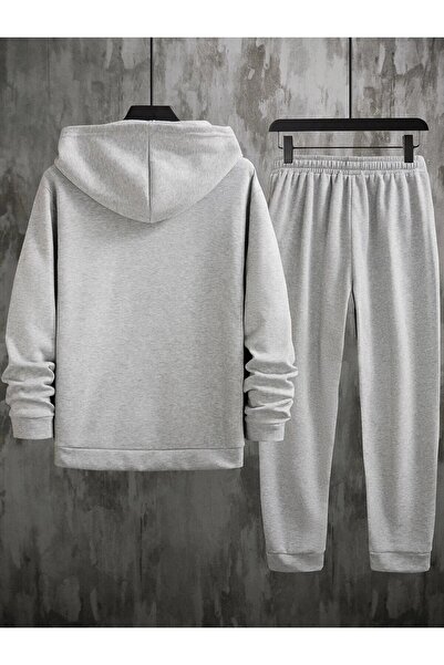 Mythologie Ανδρικό σετ αθλητικής φόρμας με λογότυπο γκρι Panda με κουκούλα