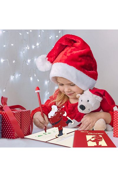 Karll 3D Christmas card, cardboard, red/beige, 15 x 15 cm