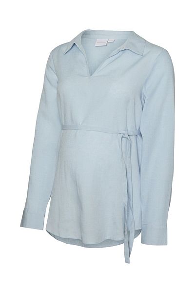 Mama Licious Bluse Normal geschnitten V-Ausschnitt Ärmelbündchen mit Knopf Schmale Ärmel Top