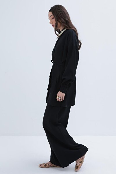 ALLDAY Siyah-İnce Kuşaklı Gömlek