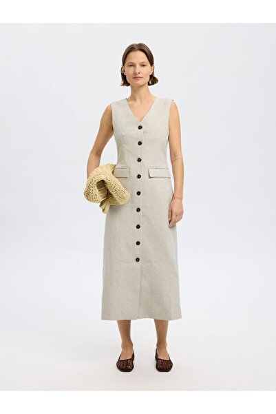 Selected Femme Kleid aus Leinengemisch Ärmelloses