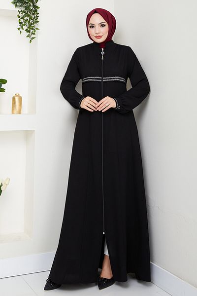 ModaMerve Sim Pass Hijab Ferace 1012ESL1097-M Μαύρο