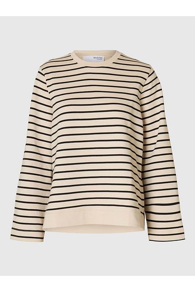 Selected Femme Sweatshirt Gestreiftes Baumwoll
