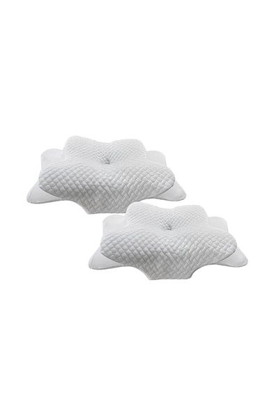 Karll Set of 2 Karll orthopedic neck pillows, memory foam/bamboo fiber, white, 40 x 60 x 12-14