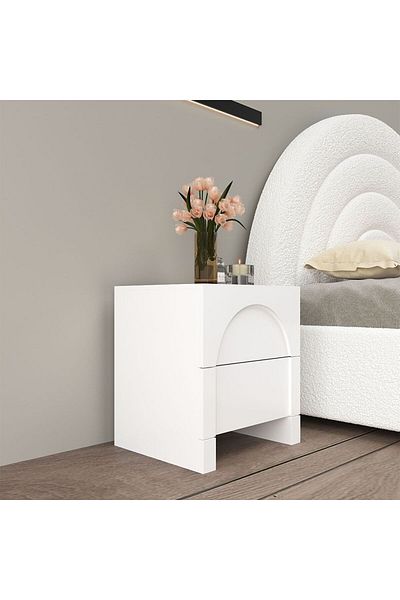 Danube Home Calm Night Stand Multifunctional Bed Side Table - White L47.6xW42.3xH54.1cm