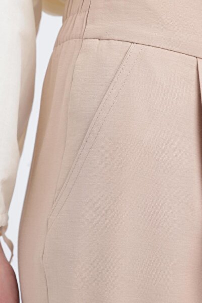 ALLDAY Beige-Pleated Wide Leg Pants