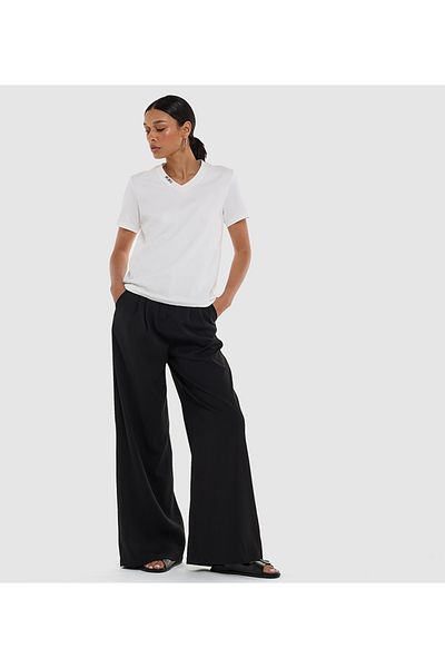 BCBG V Neck T Shirt With Embroidery At Neck For Women