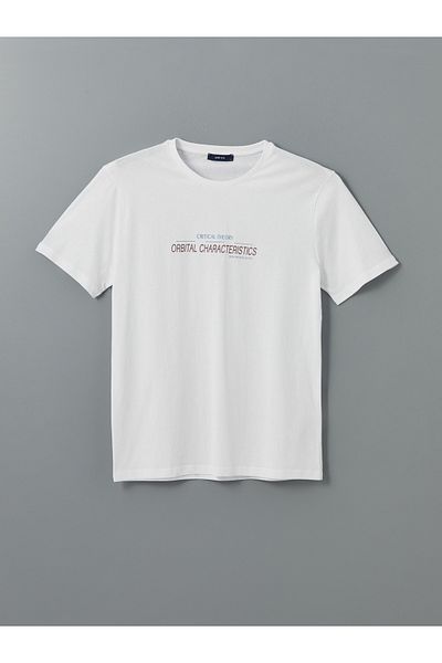 LC Waikiki Kurzärmliges, bedrucktes Herren-T-Shirt aus gekämmter Baumwolle mit Rundhalsausschnitt