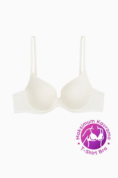 Wonna Eva - t Shirt Bra Without Padding Maximum Grip and Seamless Form - Stay Thick Strap - Ecru - 2531