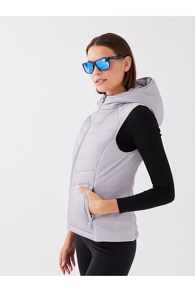 LC Waikiki Hooded Reflector Printed Women's Inflatable Vest