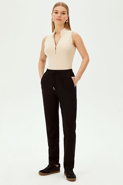 Allyco Elastic Waist Pipe Leg Comfortable Fit Knitted Trousers