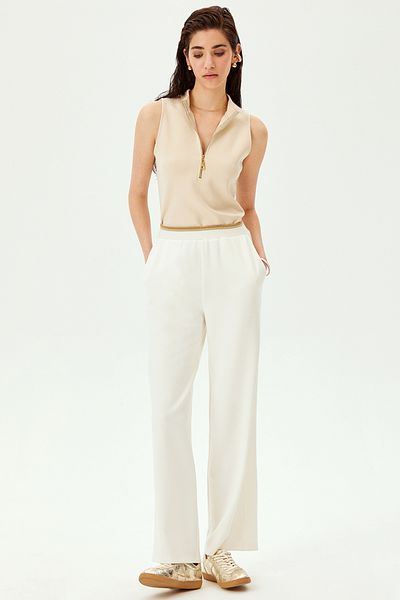 Allyco Ribbed Detailed Elastic Waist Regular Knitted Trousers