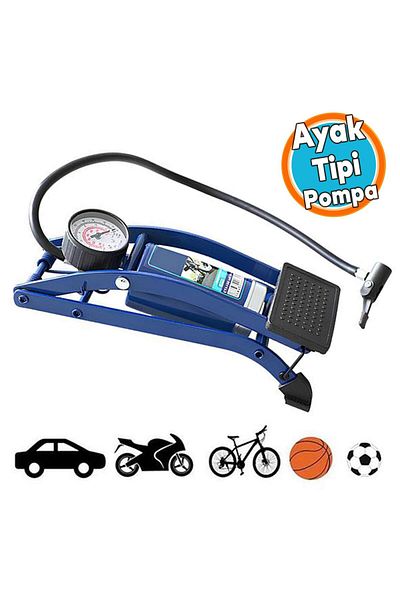 NZB Foot Type Air Pump with Gauge Single Wheel Vehicle Car Bicycle Motorcycle Ball Pump
