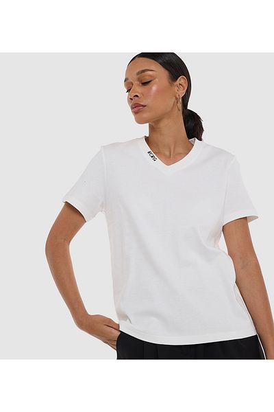 BCBG V Neck T Shirt With Embroidery At Neck For Women