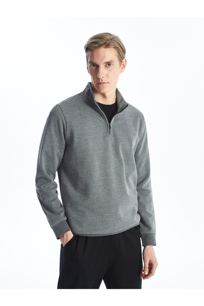 LC Waikiki Stand Collar Long Sleeve Men's Thick Sweatshirt