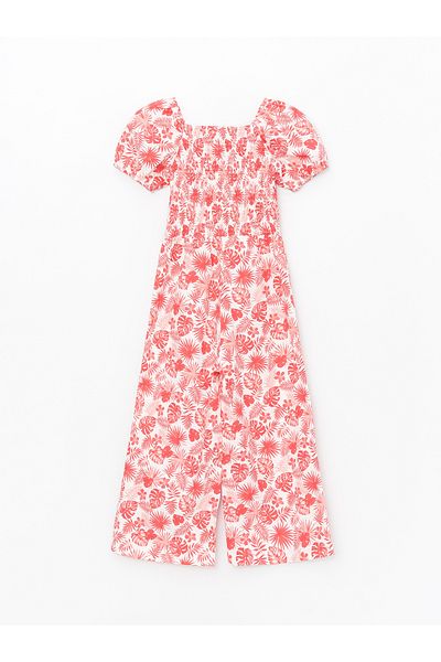 LC Waikiki Square Collar Floral Girl's Jumpsuit