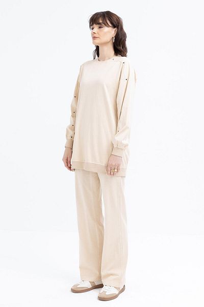 ALLDAY Beige ribbed trouser set