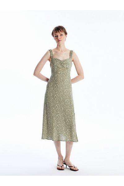 LC Waikiki Heart Collar Floral Women's Dress