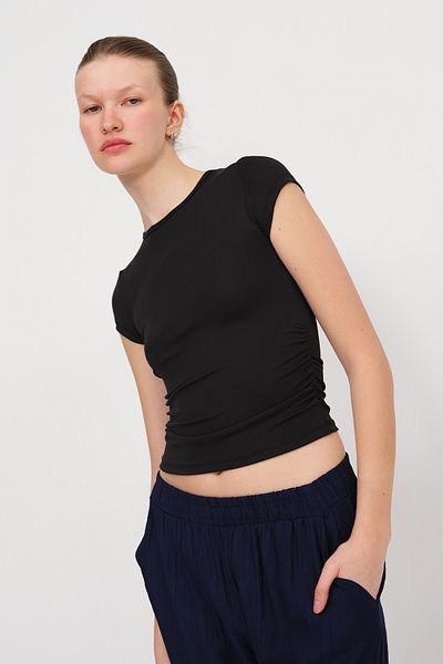 Addax Side Gathered T-Shirt P0220