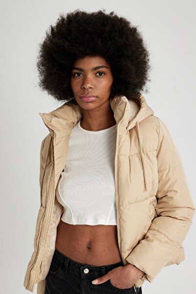 DeFacto Wasserabweisender Puffermantel – Kapuzenpullover, Reißverschluss und Taschen C0488ax23wn