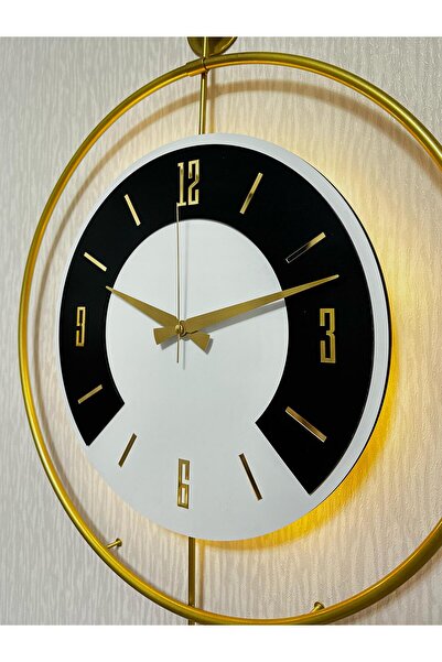 Pey Aksesuar Metal Ahşap Ve Işığın Muhteşem Uyumu Duvar Saati dekoratif