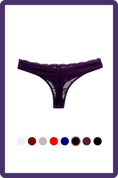 MİSTİRİK Purple Colored Table Model - Stretchy and Soft Patterned Panties with Half Lace