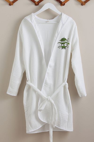 Tuğba Kuğu 4 Layer Muslin Bathrobe - Young Series - Triple Dinosaur