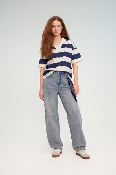 DeFacto Pruhované polo tričko Relaxed Fit – krátký rukáv, počesané C4072ax24sp