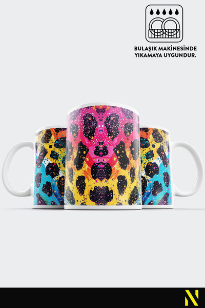 nilizma Leopard Patterned Colorful Mug – 330 ml Mug | Stylish and Durable Design