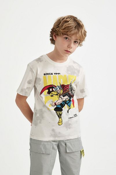 DeFacto Boys' Marvel Comics Crew Neck Patterned Short Sleeve T-Shirt C1626a824sm