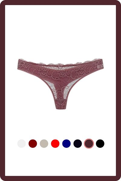 MİSTİRİK Flexible and Soft Patterned Table Model Half Lace Pastel Pink Panties