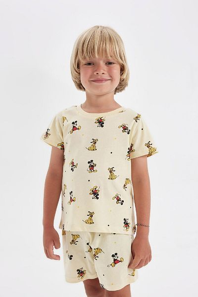 DeFacto Disney sada pyžama Mickey & Minnie pro chlapečka – česaná bavlna, krátký rukáv, top šortky C3531A524Hs