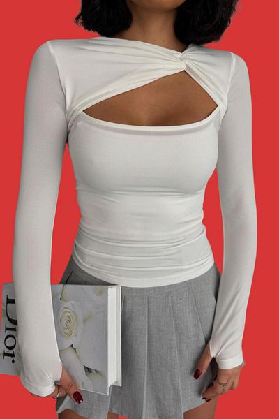 Moda Amore Women's Blouse - Sandy Fabric Twist Detail Long Sleeve 065
